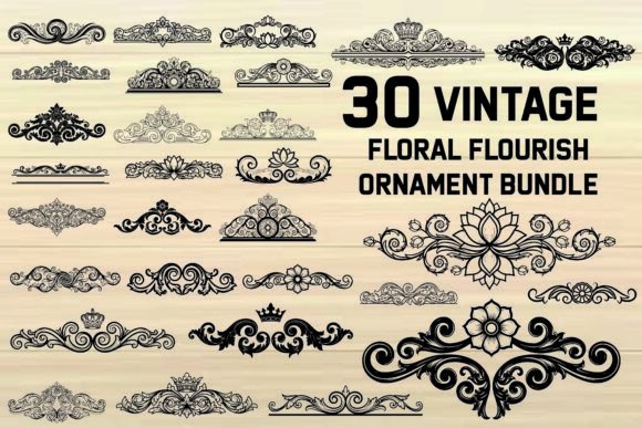Download Vintage Floral Flourish Ornament Bundle - Ornament Collection