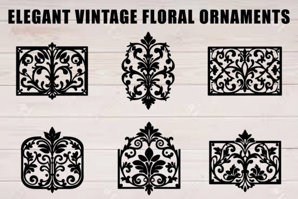 Download Black Vintage Floral Ornament Set - Ornament Collection