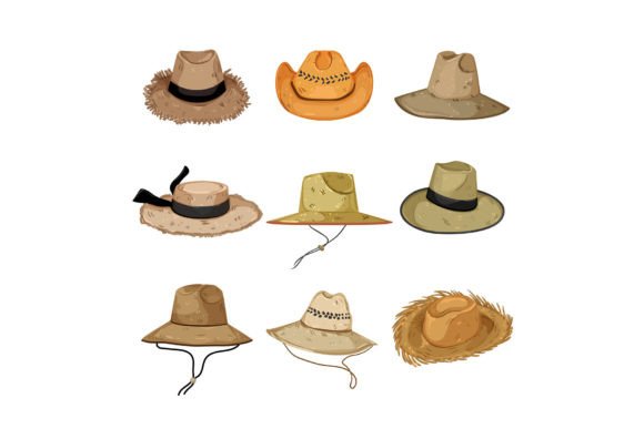 Download Straw Hat Set Cartoon Vector - Hat Collection