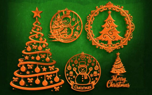 Download 15 Christmas Tree &amp; Ornament Laser Cut - Ornament Collection